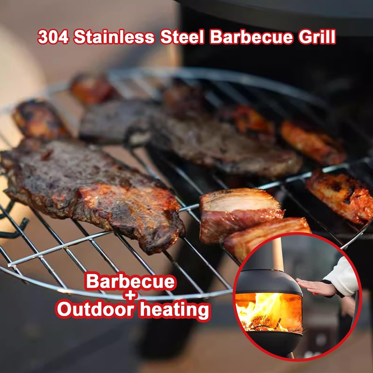 Chiminea, Outdoor Wood Burning Firepit, Fireplace for BBQ & Warming, with Grill Mesh, Chimney & Firewood Rack, for Patio, Garden, Backyard