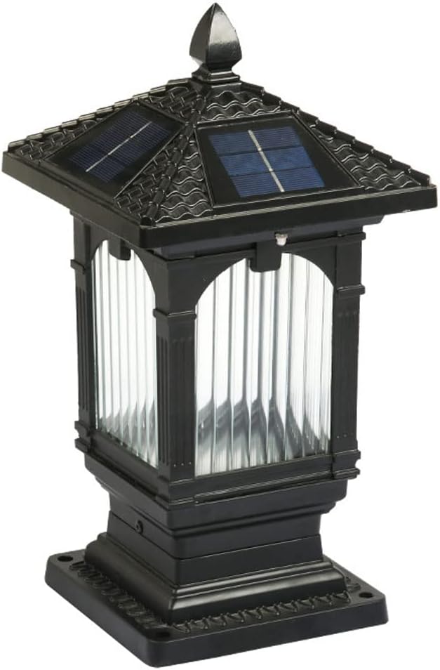 Solar Outdoor Post Cap Lamp, Waterproof Wall Column Lights, Garden Villa Courtyard Vintage Exterior Stigma Lantern, Landscape Lawn Lighting Fixtures, Gate Bollard Pillar Light, for Patio Porch