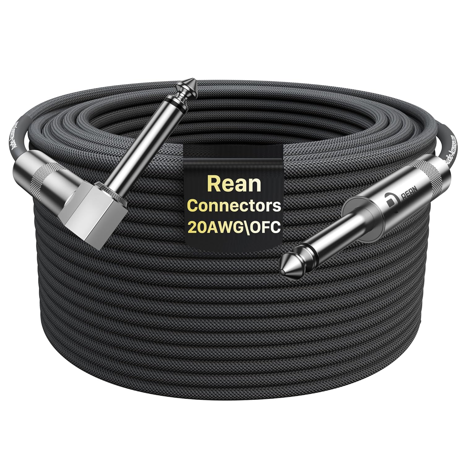Guitar Cable 100 ft, 20AWG 99.99% OFC - A Must for Long Instrument Cable, Nylon Braided Anti-Kinking Kevlar-Reinforced, AL&OFC Shielded 1/4 Bass Amp Cord for Fender Electric Guitar