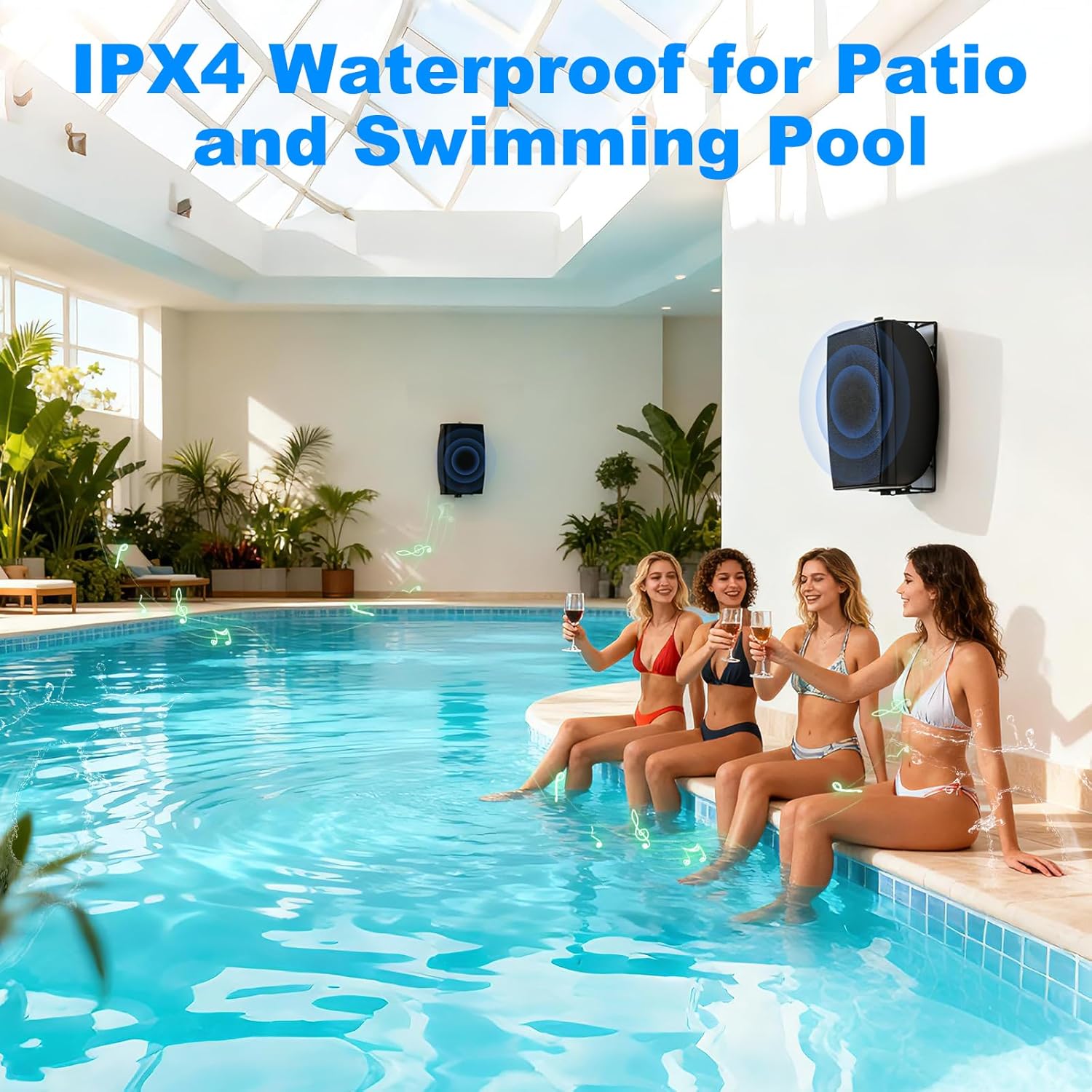 Herdio 8 Inch 600W Outdoor Speakers Passive Waterproof Wired with Powerful Bass, Wall Mount Durable Loud Sound System | Ideal for Large Spaces: Commercial Areas, Spacious Backyards, Auditorium (Black)