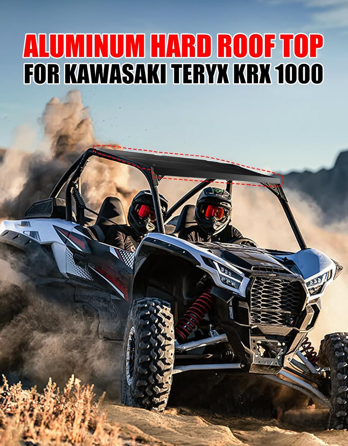 Aluminum Hard Top Roof for Kawasaki Teryx KRX 1000 2020-2025 Accessories, Dustproof UV-Resistant 2 Pieces Combination Roof Sun Visor