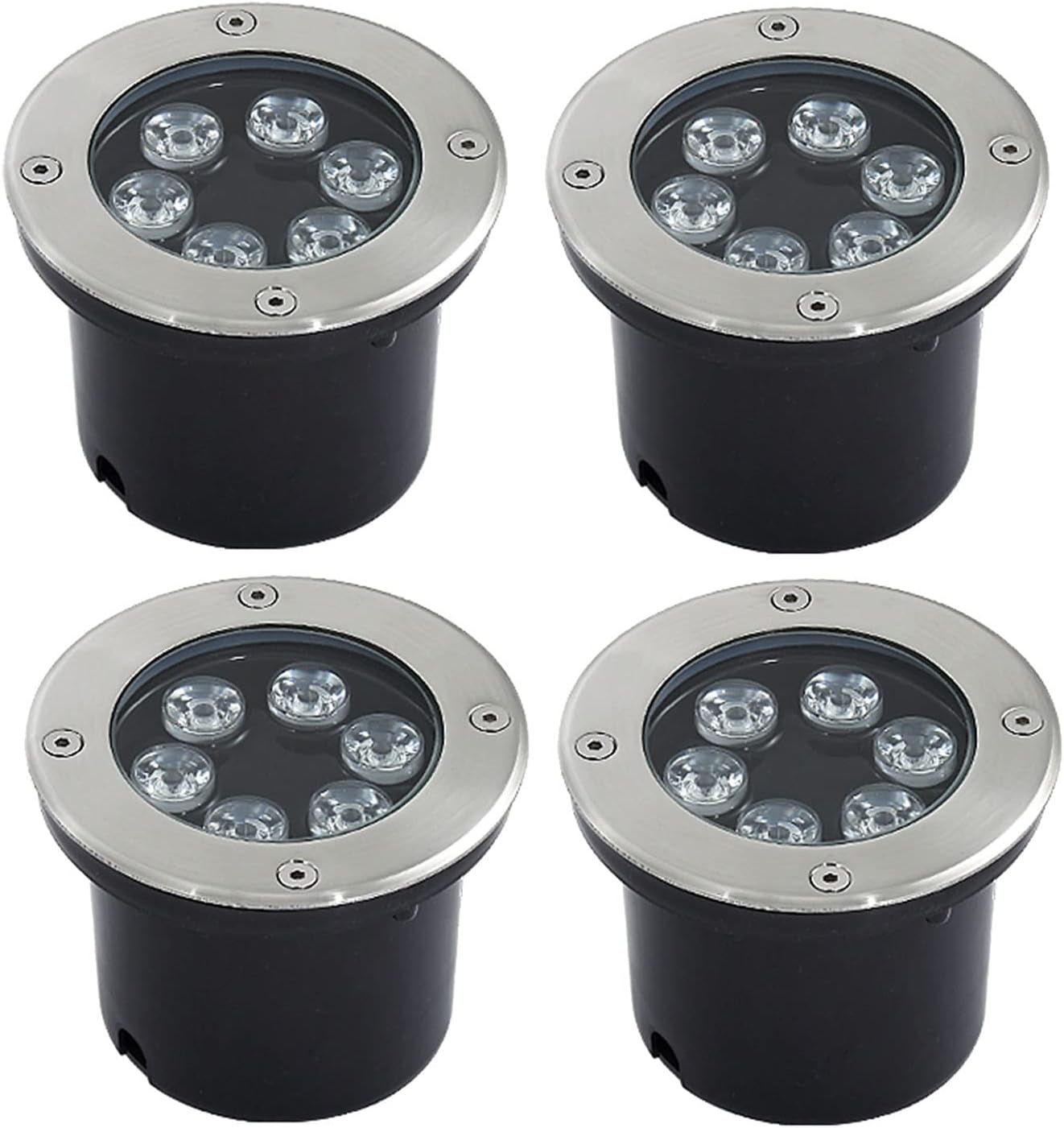 4 Pack LED In-Ground Landscape Lights, AC85-110V LED Well Lights IP67 Waterproof Outdoor Landscape Lighting for Pathway Step Deck Garden Patio Decoration