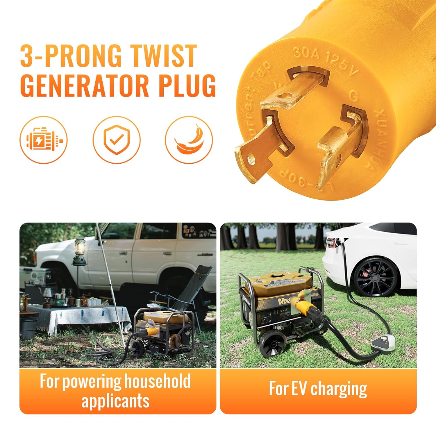 Marine Shore Power Dogbone Adapter, Marine 50A SS2-50P to 30A L5-30R with Locking Ring, NEMA L5-30P to 5-15/20R RV Generator Adapter Marine 30 Amp to 110 15 Amp Household Regular,