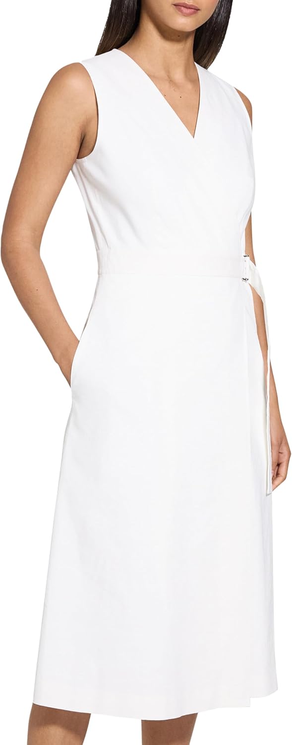 Theory Women's Linen Wrap Midi Dress