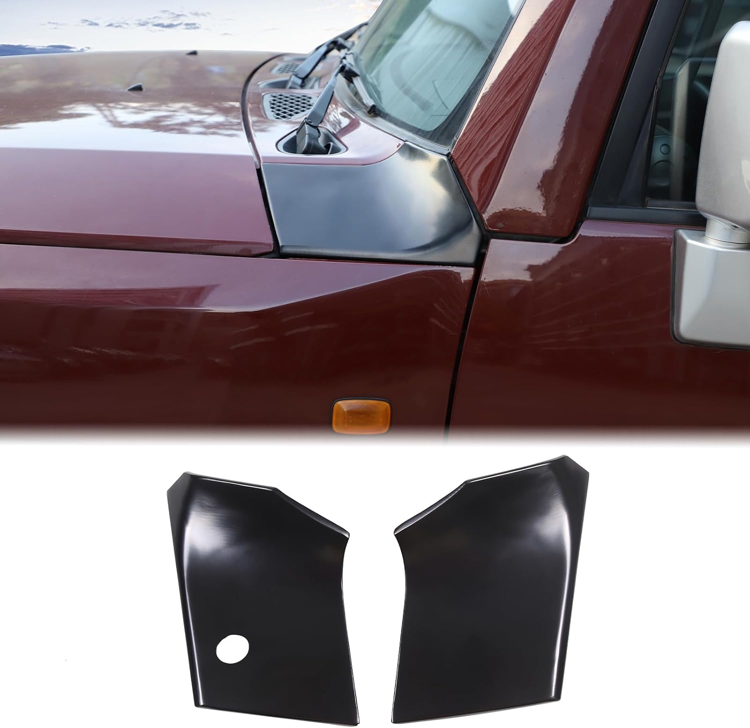 Aunginsy Hood Side Body Armor Outer Cowling Cover Trim Compatible with Toyota FJ Cruiser 2007-2024 Car Hood Left Right Side Body Armor Corner Guard Engine Side Corner Guard Replacement Kit Accessories