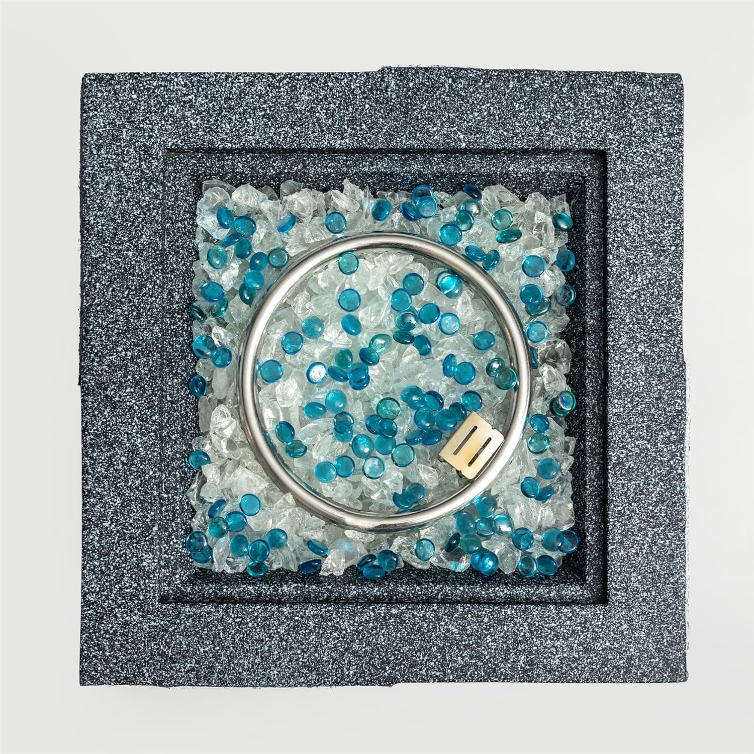 Outdoor Propane Fire Pit Column - Magnesium Oxide Construction, 40,000 BTU Heat Output, Electronic Pulse Ignition, Includes Glass Rocks & Rain Cover for Patio Warmth & Ambiance