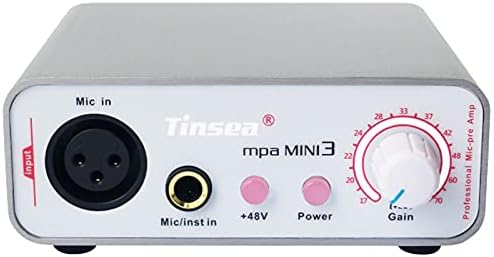 MINI3 Microphone Preamp Dynamic Microphone Amplifier for SM58S Audio Interface Amplifier with 48V Phantom Power Supply 70dB Gain Adjustable