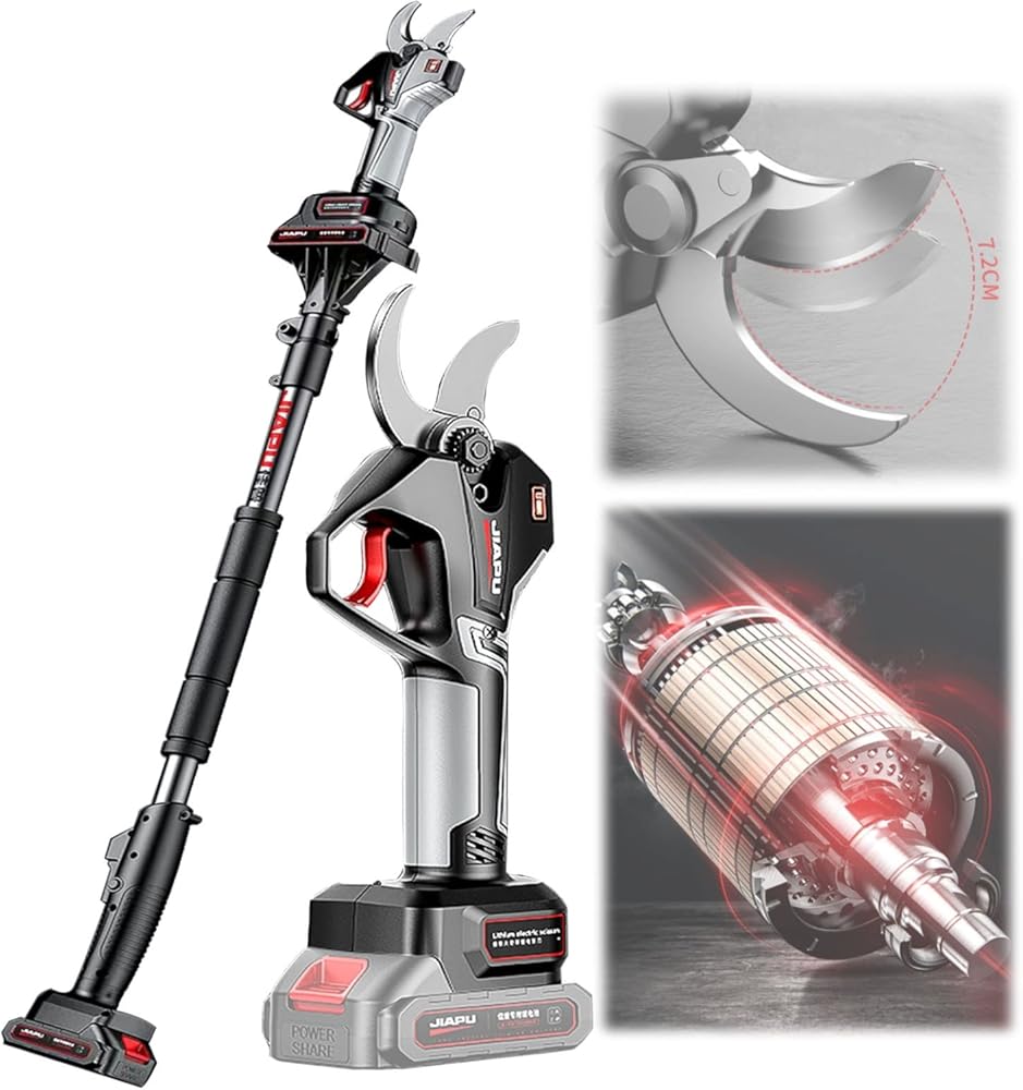 Cordless Electric Pruner Pruning Shears 2 Inch Cutting Diameter Lithium Battery Secateur Multifunctional Branch Scissors Telescopic Pole for Garden