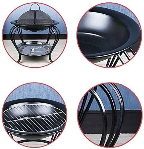 Garden Fire Pit Portable Large Grill Barbecue Rack Bonfire Wood Burning Patio Coal Grill Firepit for Grill Charcoal Grill with Spark Screen Poker for Camping Backyard