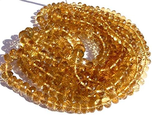 13 inch natural beads strand of 6.5-9mm faceted rondelle honey quartz gemstone beads for DIY jewelry - necklace, bracelet, earring, ring.