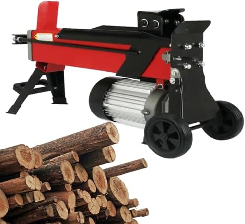 Electric Hydraulic Wood Splitter, 8 Ton Power for Small to Medium Logs, Foot Switch & Cross for Efficient Firewood Preparation