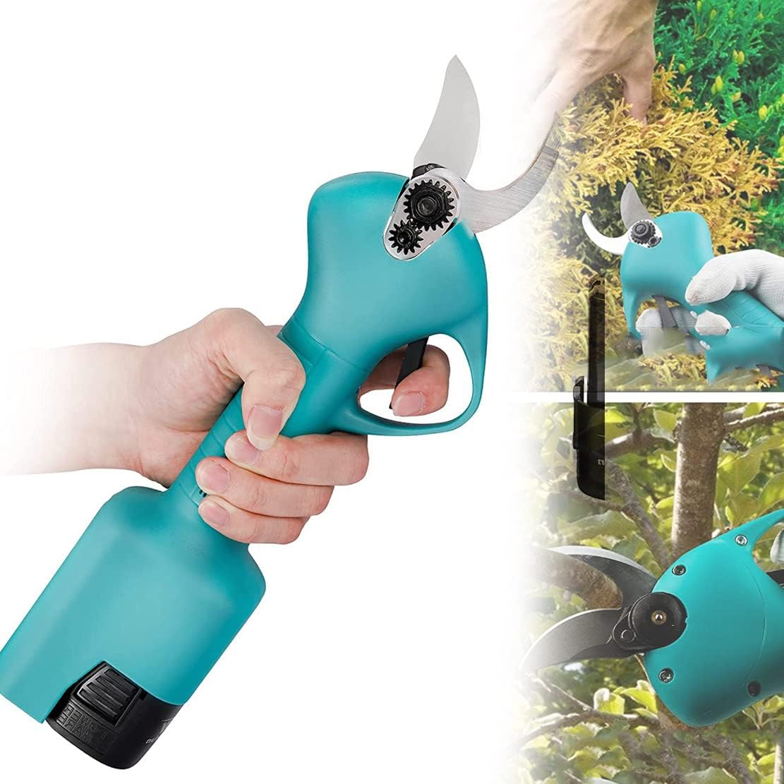 Professional Cordless Electric Pruning Shears, Swiss SK5 Blade 32mm Cutting Diameter Electric Secateurs Tree Branch Cutters, for Branch Wood Cutting Tree Logging Trimming
