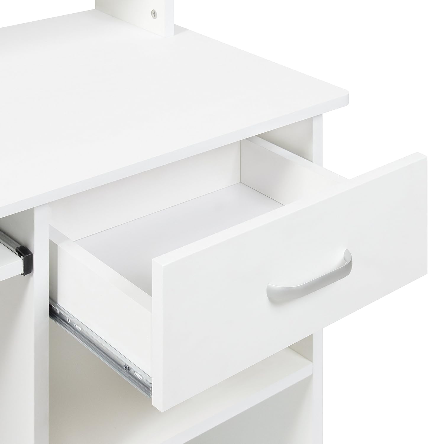 Best Choice Products Commercial Home Computer Laptop Work Station Desk Table w/Removable Shelf Divider, Open Back for Home, College, Office - White