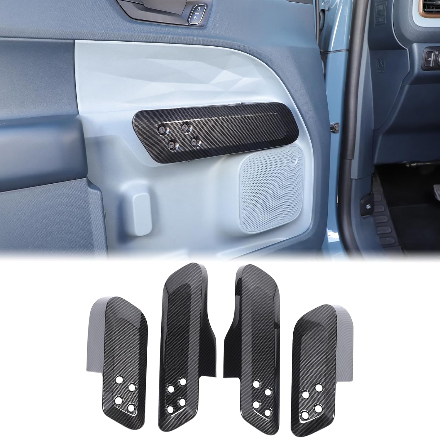 Aunginsy Inner Door Handle Panel Trim Cover Compatible with Ford Maverick 2022-2025 Pickup Front Rear Door Look Interior Door Armrest Handle Panel Protection Cover Decorative Sticker ABS Accessories