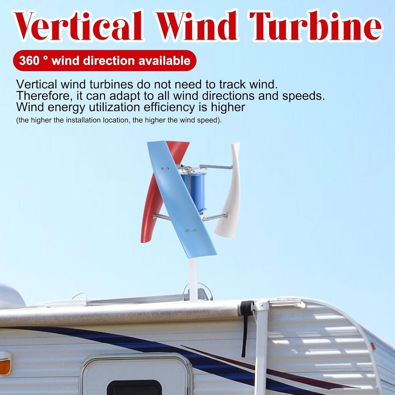 Home Wind Turbine | 3000W Vertical Wind Mill Turbine Generator Kit | 3 Leaves, Safe, Quiet Small Windmill for Home, Farm, RVs, Boats, Street Lighting