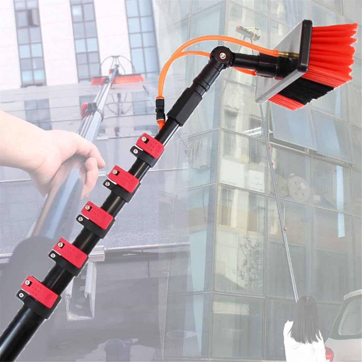 Extendable Brush Pool Brushes Telescopic Brush Deck Brush Window Cleaning Pole Water Fed Telescopic Brus Extendable Cleaner Conservatory Roof House Siding,11M/36FT
