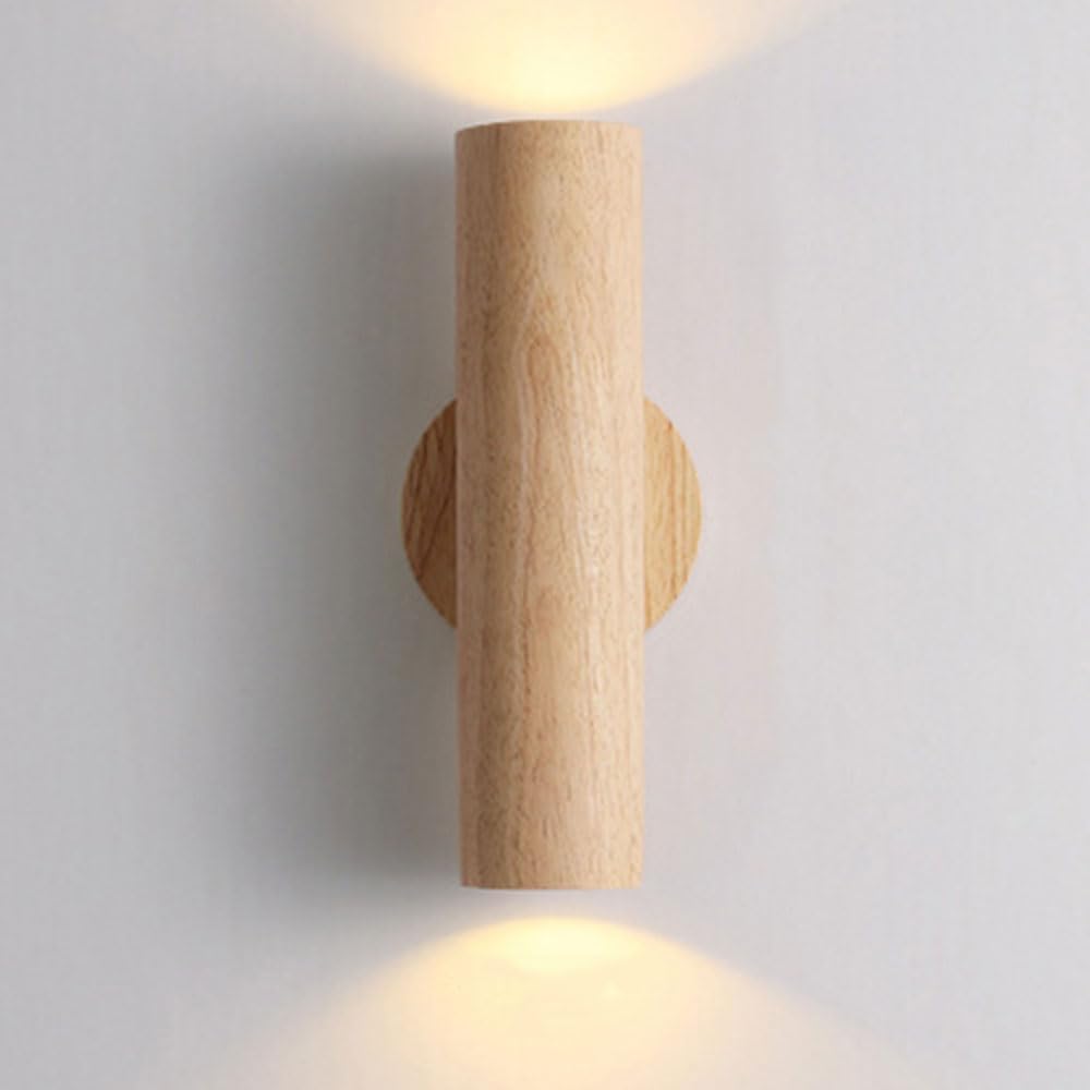 Rotating Wall Sconce Lamps Lighting Fixture Modern Hallway Mounted Lighting Fixture Japanese Style Wood Lampshade Up and Down Wall Light for Stairs Hallway Bedroom Loft Bar Kitchen