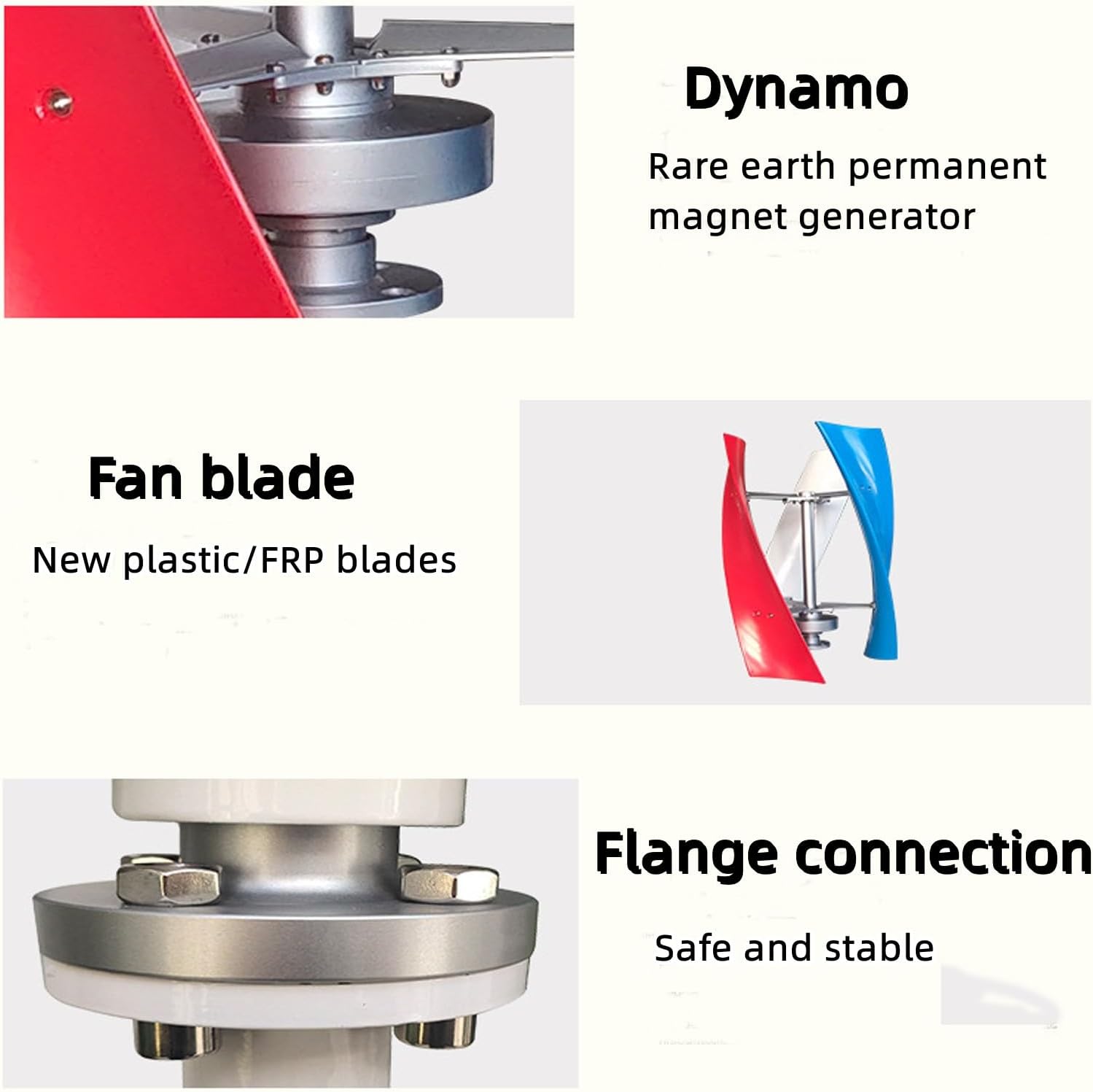 12V 400W Helix Vertical Wind Turbine Wind Generator Windmill+Controller Maglev,Wind Turbine Generator Kit with 3 Portable Vertical Helix Blades for Home Industrial Energy (White, Red, Blue)