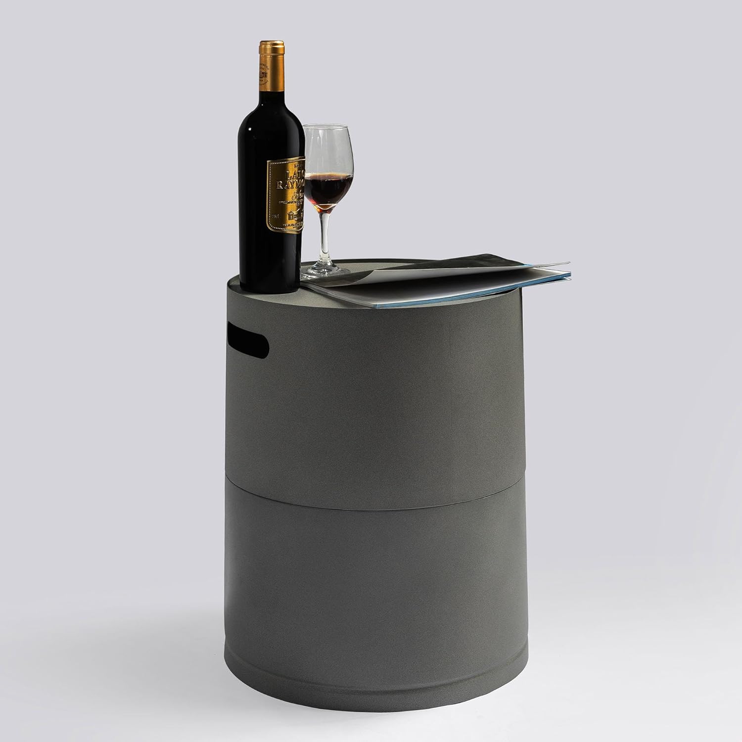 GDFStudio Propane Tank Cover Outdoor Iron Tank Holder Round Tank Storage Hideaway Side Table with Handles for Fire Pits Gas Tank Holder Storage Gas Bottle Cover, Gray