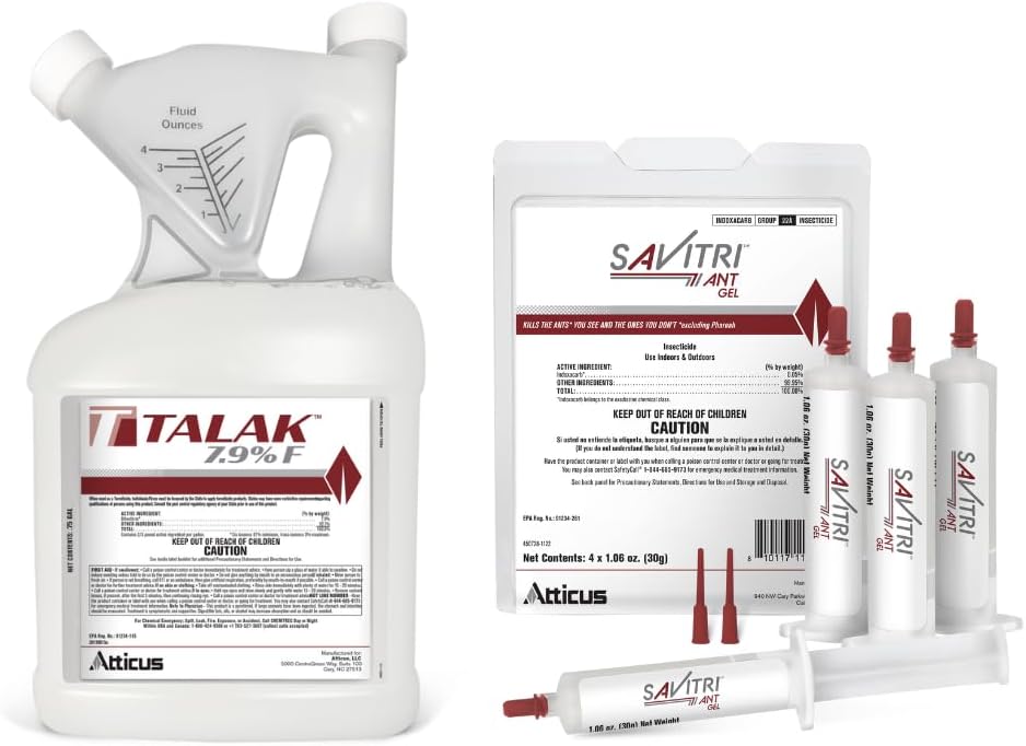 Atticus Talak 7.9% F Bifenthrin Insecticide Concentrate (96 oz) with Savitri Ant Gel Bait (4 x 30 Grams)