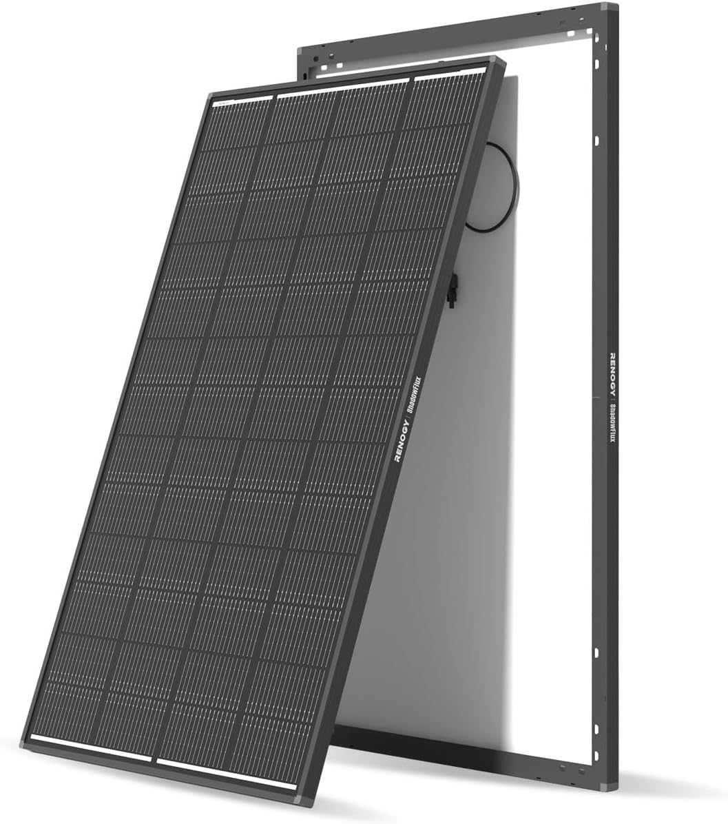 Renogy 200W ShadowFlux Anti-Shading N-Type Solar Panel, 12V/24V System 200 Watt Solar Panel 25% High-Efficiency, PV Module Power Charger for RV Marine Rooftop Farm Battery Off-Grid Applications