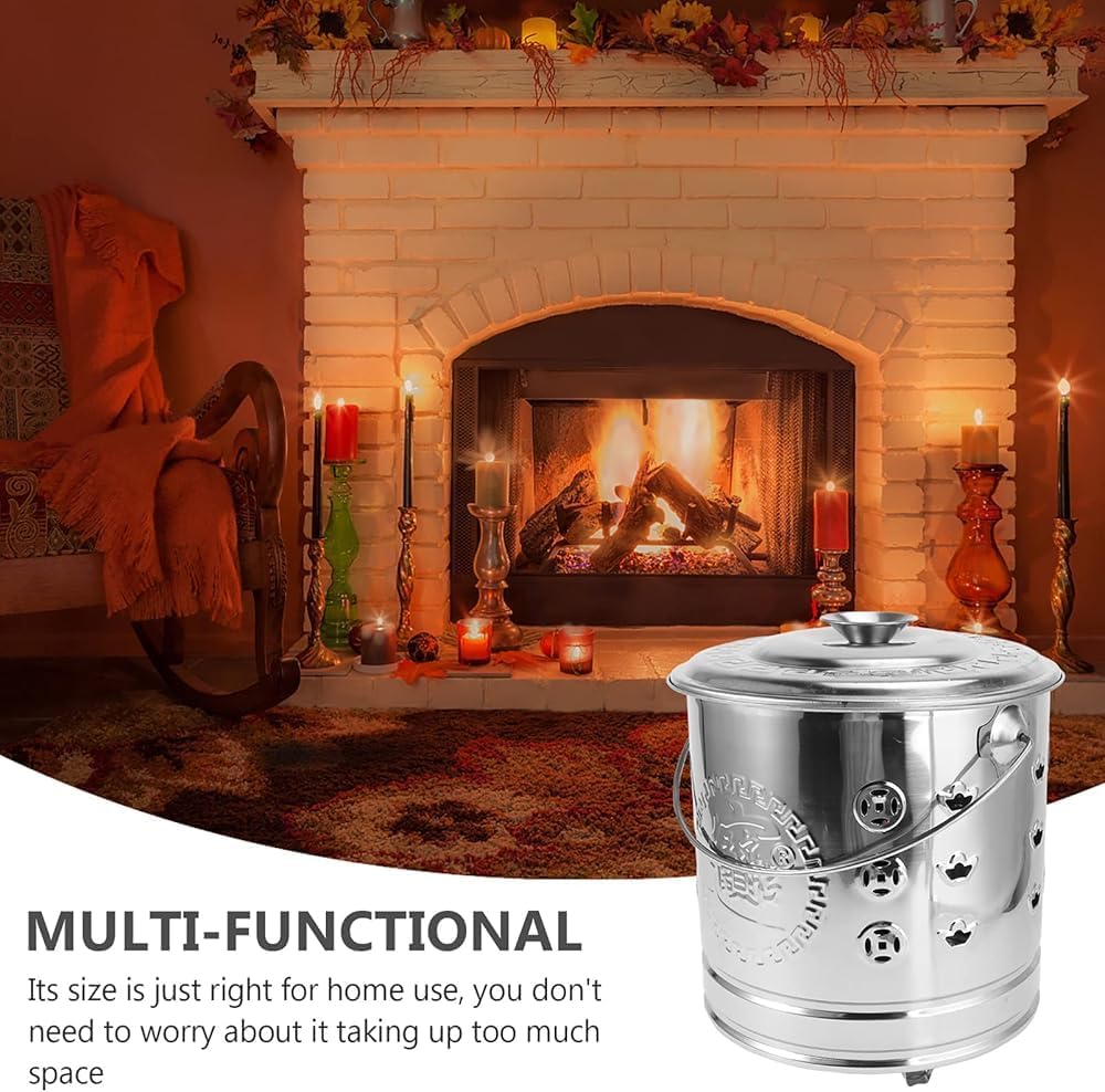 Metal Burn Barrels for Outside, Yard Waste Incinerator + Lid and Handle, Portable Backyard Outdoor Bonfire Fire Pit for Paper Leaf Trash Wood