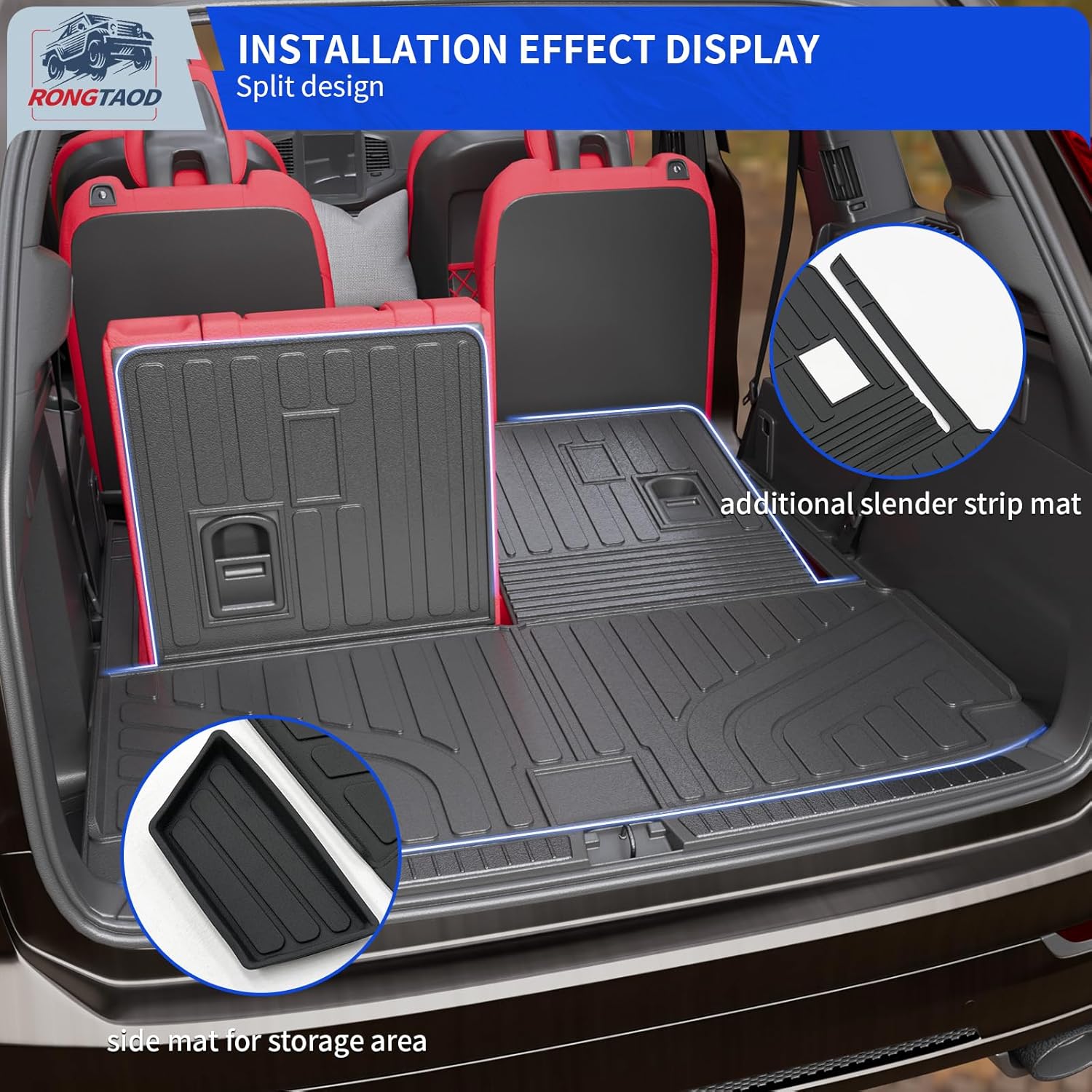 Rongtaod Floor Mats Compatible with 2022-2025 2026 Acura MDX (NOT for Type S) Cargo Mat Cargo Liner Trunk Mat Trunk Liner Back Seat Cover Protector Kick Mat All Weather 2024 MDX Accessories (Set of 8)