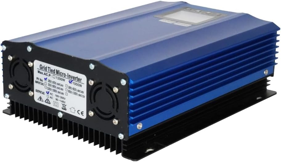 Y&H 1200W Grid Tie Inverter Power Limiter LCD Display DC55-90V Solar Input AC110V Pure Sine Wave Output for 48V60V Battery