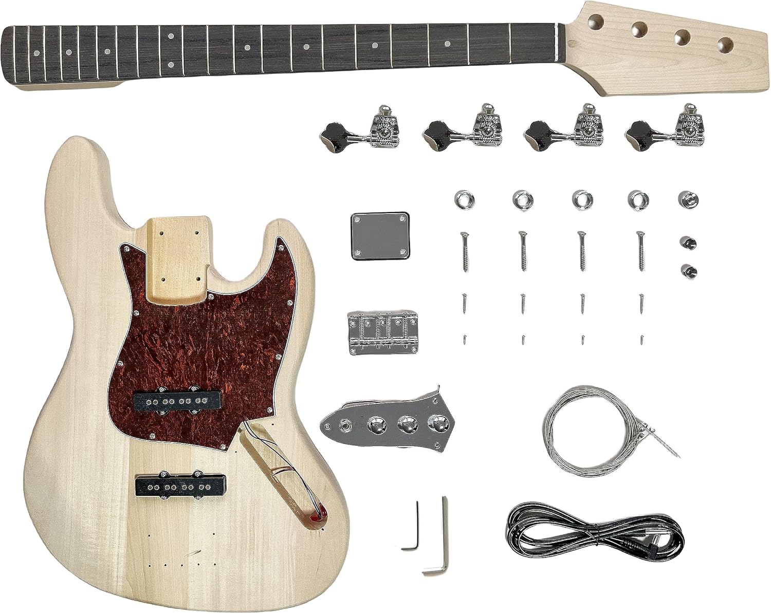 DBL DIY Bass Guitar Kit,4 String Right Handed with Basswood Body,Build Your Own Bass Guitar