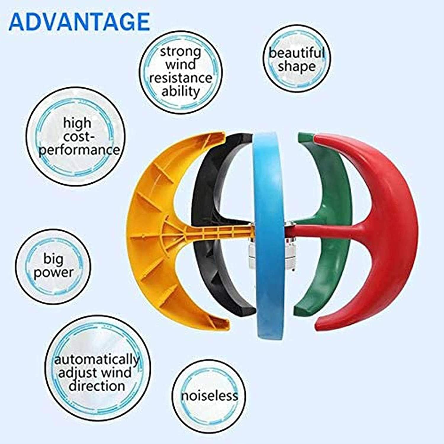 LiuSj JUnSt 8000W Wind Turbines Generator Lantern+ 5 Blades Motor Kit Vertical Axi for Home Hybrids Streetlight Electromagnetic AC