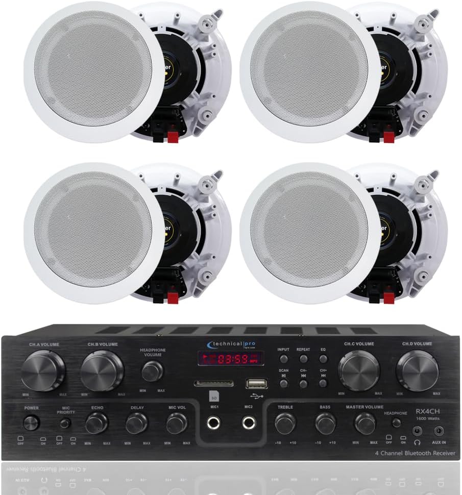 Home Theater System Kit 4-Channel 1000 Watts Amplifier w/ 4 Qty of 5.25