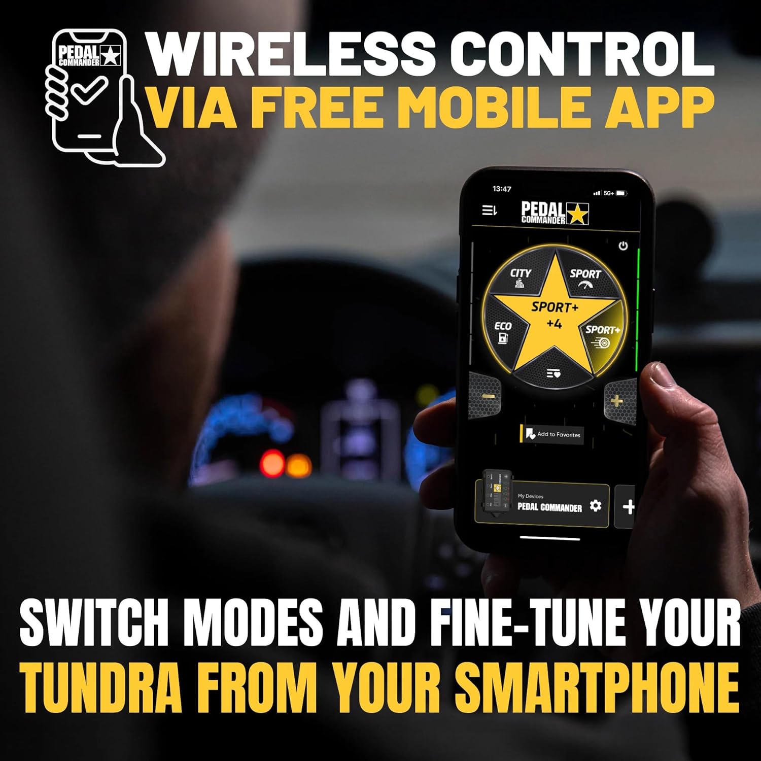 PEDAL COMMANDER Throttle Response Controller Compatible with Toyota Tundra 2007-2021, Plug-and-Play, 4 Modes 36 Sensitivity Levels, App Control Anti-Theft, Performance Upgrade, Tundra Accessories