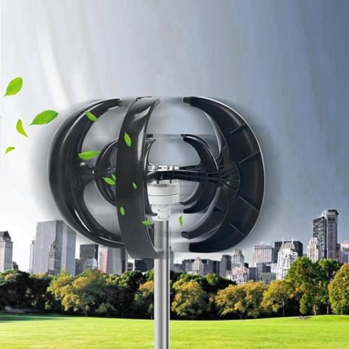 Wind Turbines，DIY Vertical Axle Wind Turbine Model Wind Power Generator, Three-Phase Permanent Magnet Generator Windmill Toy Night Light Making,24V-Black