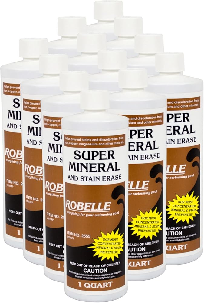 Robelle 1-Quart 12-Pack Super Mineral and Stain Erase, Pool Metal Remover, Stain Remover, Made in USA