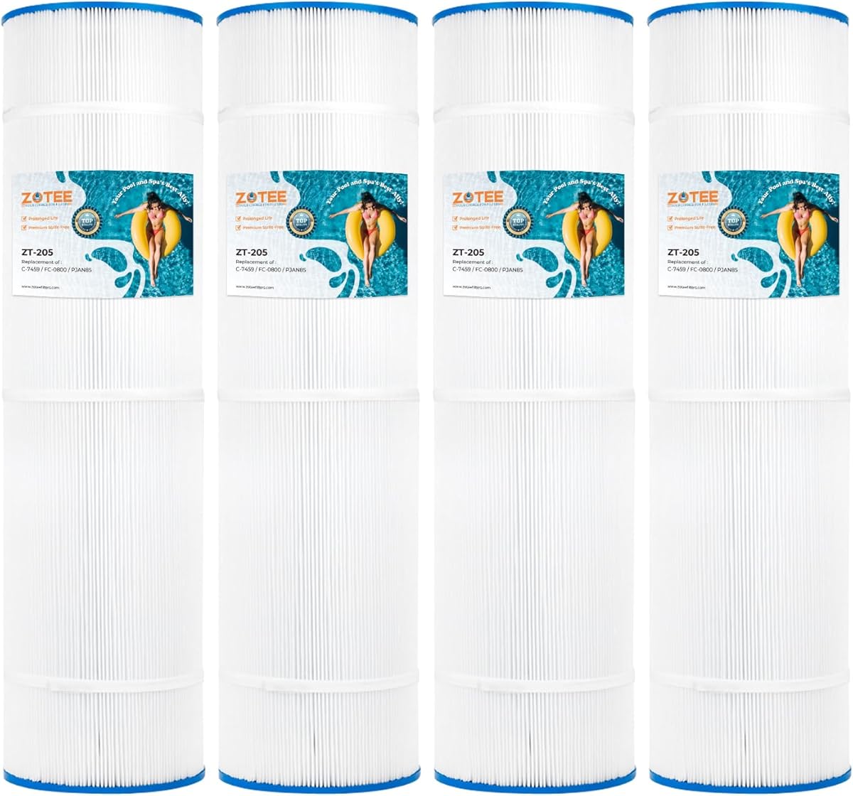 ZOTEE Pool Filter Cartridge Compatible with Jandy CL340, CV340, R0554500, PJAN85, Unicel C-7459, Filbur FC-0800, 4 Pack