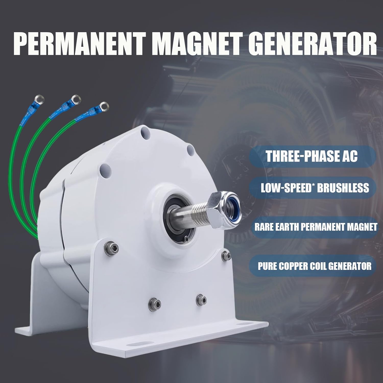 Permanent Magnet Generator, 600w Three Phase Electric AC Alternator for Vertical or Horizontal Wind Turbine Wind Generato with Rectifier 48V