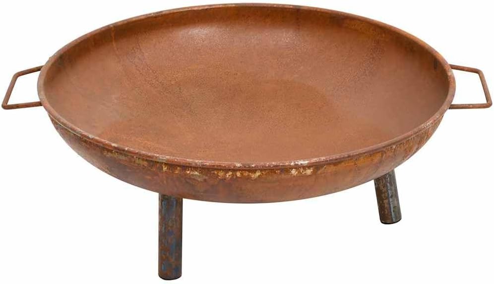 Fire Pit Steel Outdoor Fire Pit with Large Bowl and Handles for Garden Patio Warmth 26.6