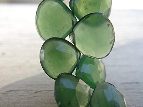 gorgeous russian green serpentine | faceted heart briolettes | 11-13mm top drilled beads | matched pairs or set of three beads - see menu