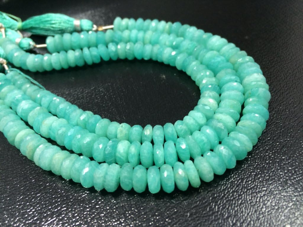 AAA QUALITY AMAZONITE FACETED RONDELLE LOOSE GEMSTONE BEADS 8