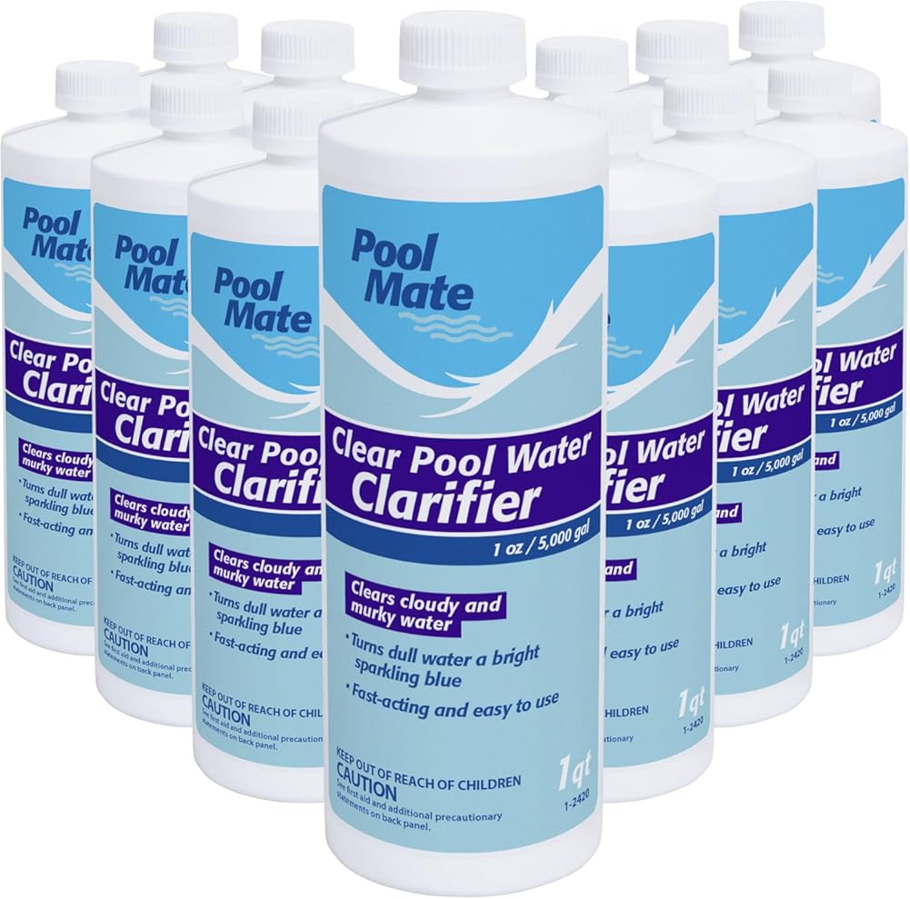 Pool Mate 1-Quart 12-Pack Premium Clear Pool Water Clarifier, Made in USA
