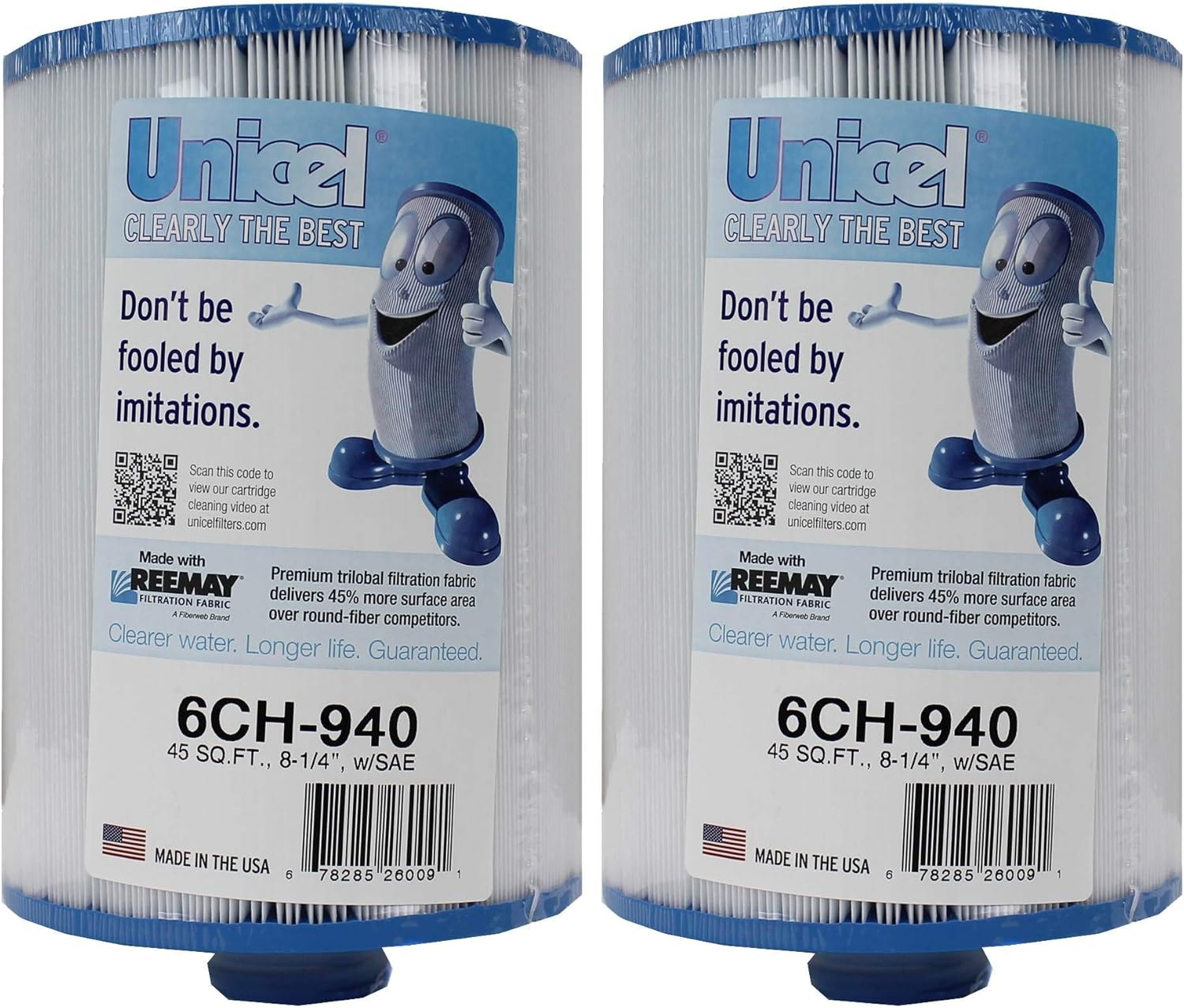 Unicel 6CH-940 45 Square Foot Media Replacement Hot Tub Spa Filter Cartridge with 225 Pleats (2 Pack)