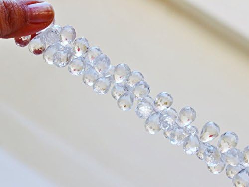Rock Crystal Quartz Gemstone Tear Drop Briolette 12 to 13mm 13 beads