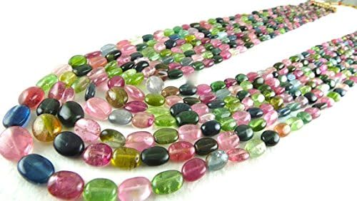Natural MULTI TOURMALINE Long Bead NECKLACE 19 INCHES 12MM TO 4MM