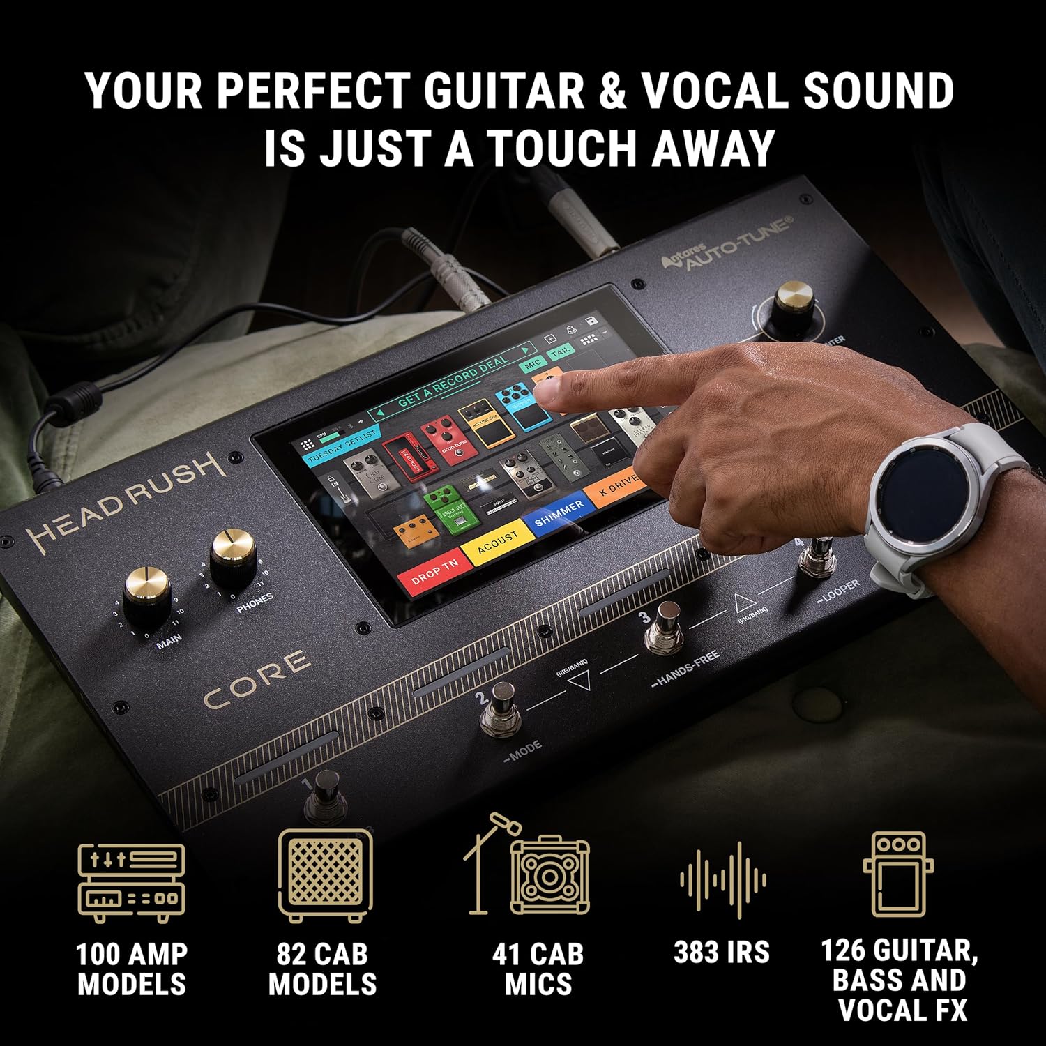 HeadRush Core - Guitar and Vocal Multi Core Effects Amp Modeling Processor with Cloning, Looper, Antares Auto-Tune, Wi-Fi, Touchscreen, and Bluetooth