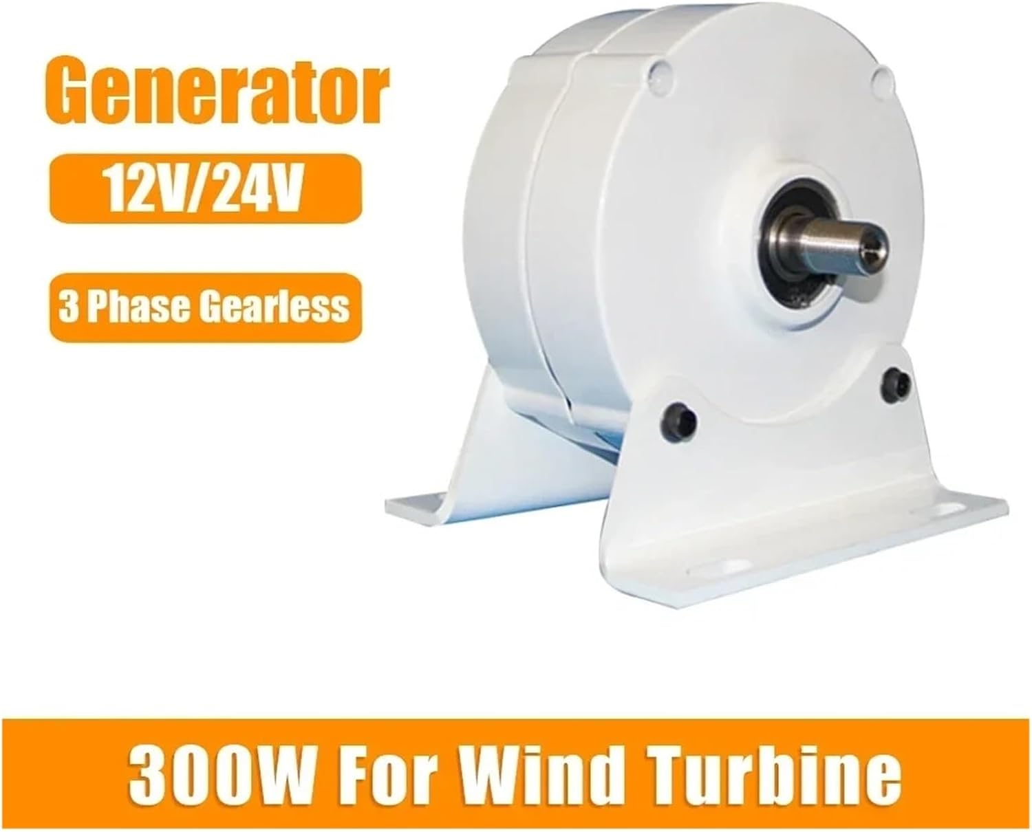 300W Generator Low Speed High Power Output Single Shaft Gearless Permanent Magnet Generator for Water Wind Turbine Low Starting Speed for Home(with Base,12V)