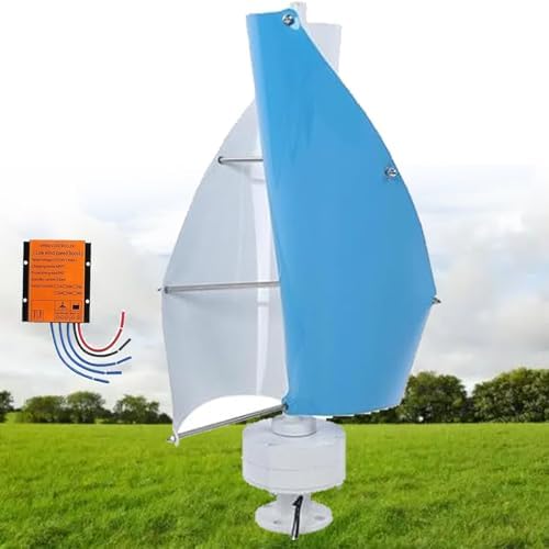 Magnetic Levitation Wind Turbine 12V/24V/48V 18000W Vertical Axis Generator, 2 Aluminum Alloy Blades, High-Efficiency Permanent Magnet for RV, Cabin, Off-Grid Power (Blue)