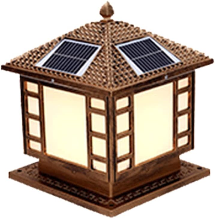 1-Pack Bronze Classical Aluminum Lamp Shade European Style Garden Waterproof Pillar Cap Lamps E27 Outdoor Lantern Pathway Street Light Fixtures for Patio Deck Garden Decoration