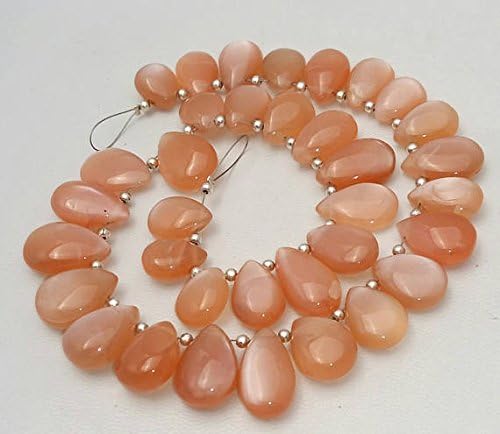 13 inch natural beads strand of 9x11-11x17mm smooth pear peach moonstone gemstone beads for DIY jewelry - necklace, bracelet, earring, ring.