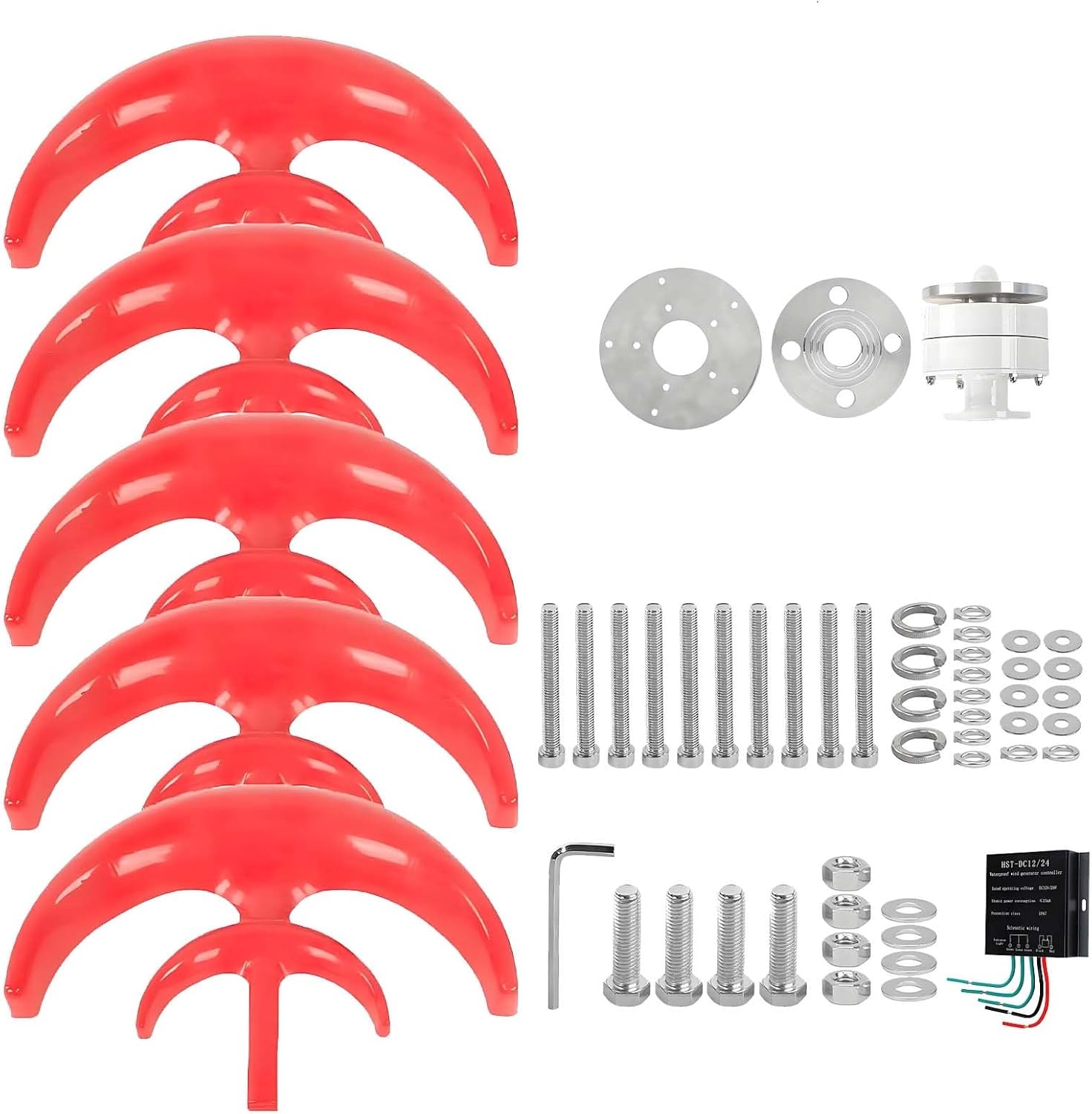 Wind Tur-Bine Generator,12V 5-Blade Vertical Axis Kit,Low Noise & High Output,Electromagnetic Electricity Producer Equipment,for RV,Boat,Cabin,Solar Hybrid Charging(DC,1000W12V)
