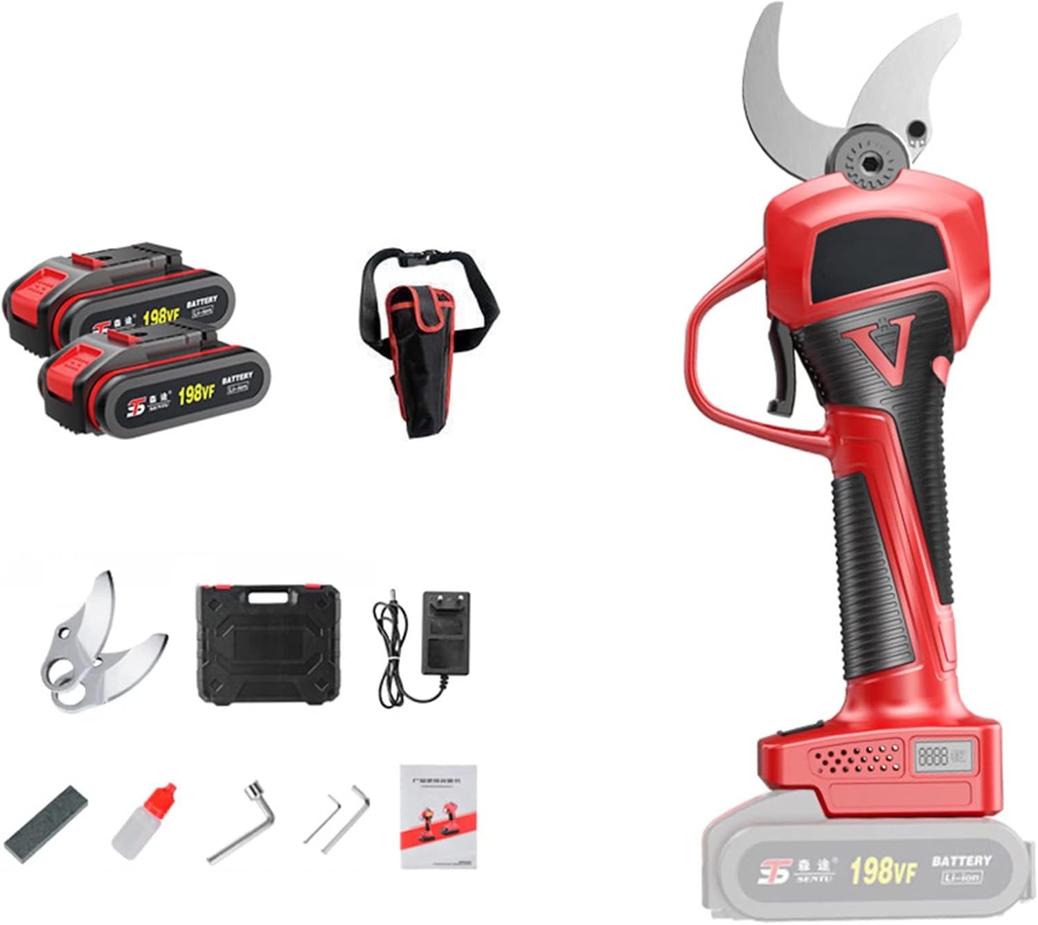 GeRRiT 21V Electric Secateurs with LCD Screen, 40Mm/1.57Inch Cutting Diameter Orchard Garden Electric Pruning Shear, 1/2/3Pcs Rechargeable Lithium Battery